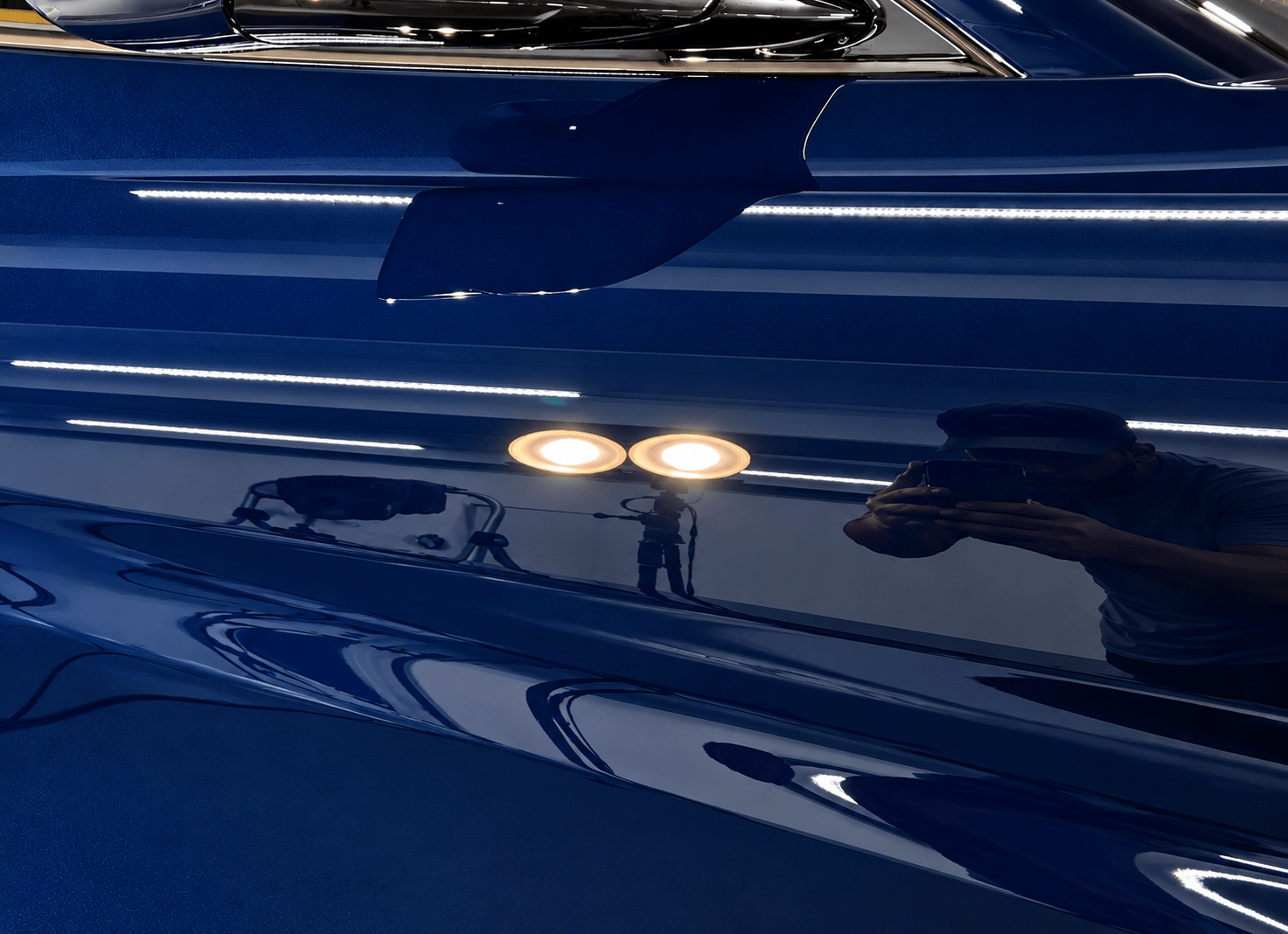 Corrected blue automotive paint with restored gloss after paint correction in Fort Lauderdale