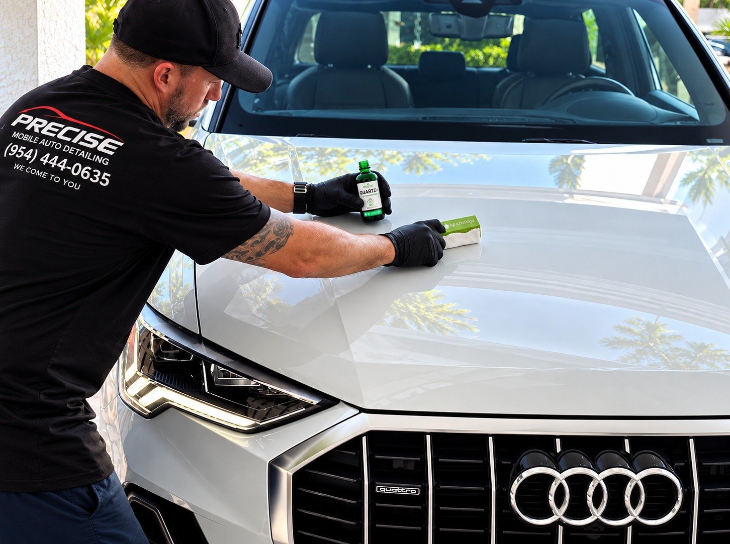 Professional IGL ceramic coating application on an Audi in Fort Lauderdale