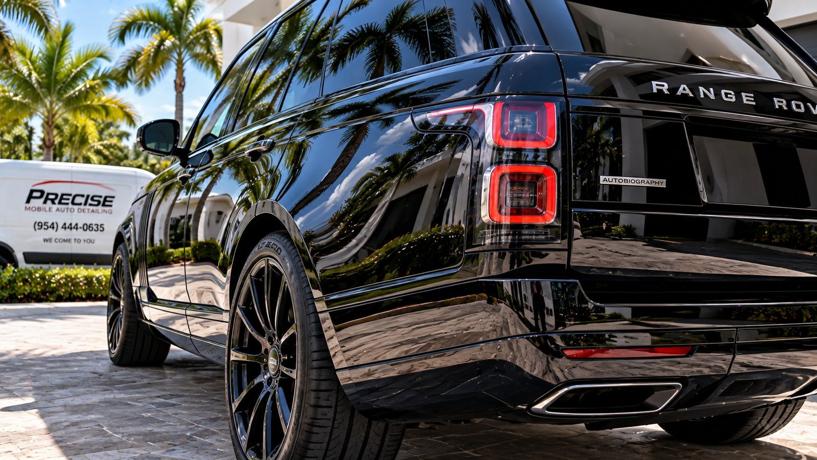 Glossy Range Rover after professional detailing in Fort Lauderdale