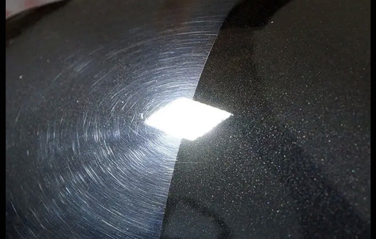 Paint correction before and after showing swirl mark removal in Fort Lauderdale