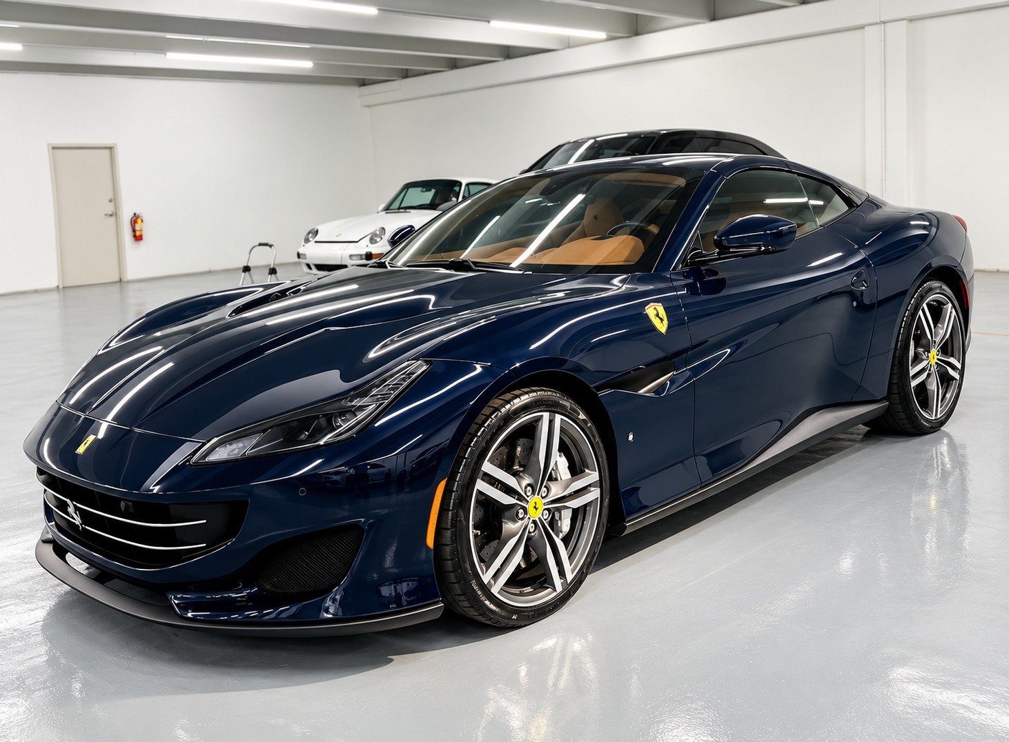 Blue Ferrari after professional paint correction with restored gloss in Fort Lauderdale